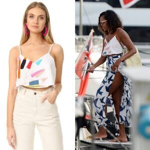 Mara Hoffman Embroidered Cropped Cami Ivory XS Beach‎ Vacation Michelle Obama